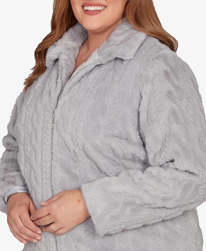 Alfred Dunner Plus Jet Setter Sculpted Zip Up Jacket