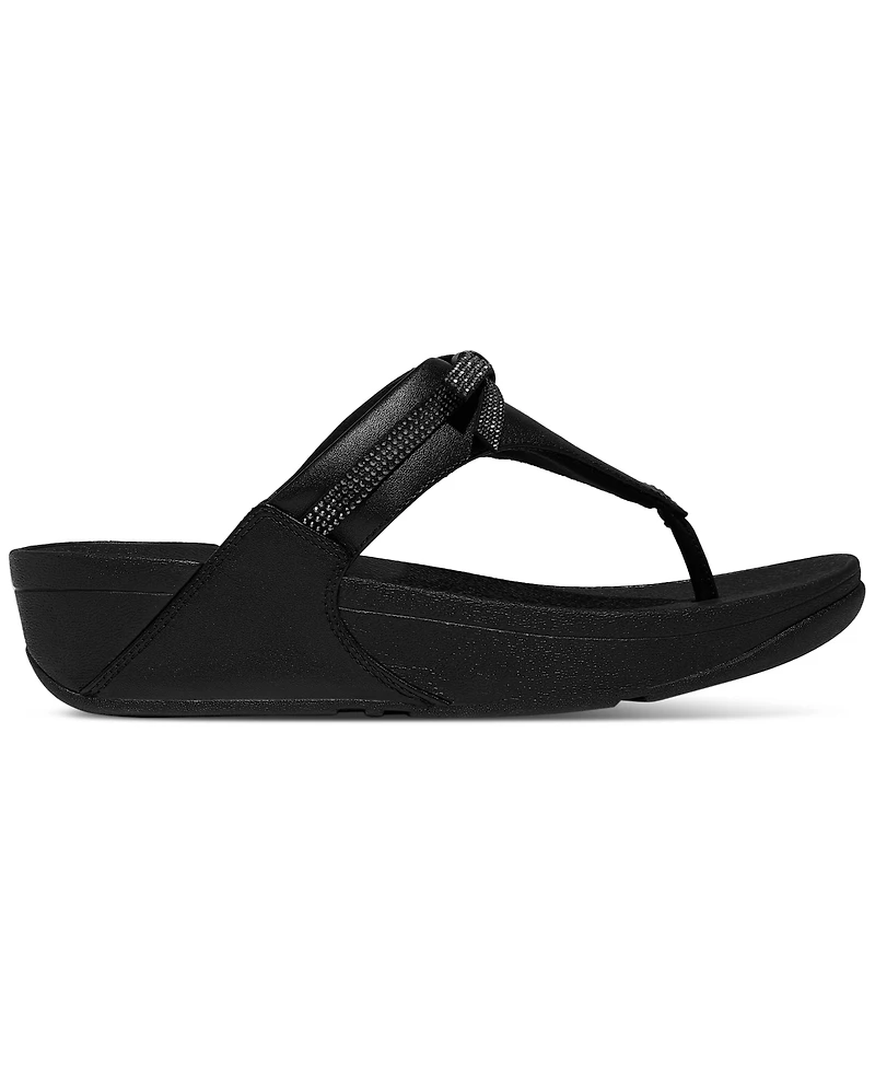 FitFlop Women's Lulu Glitz-Bow Leather Toe-Post Sandals