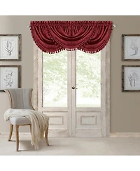 Elrene Home Fashions Antonia Damask Print Waterfall Tassel Window Valance