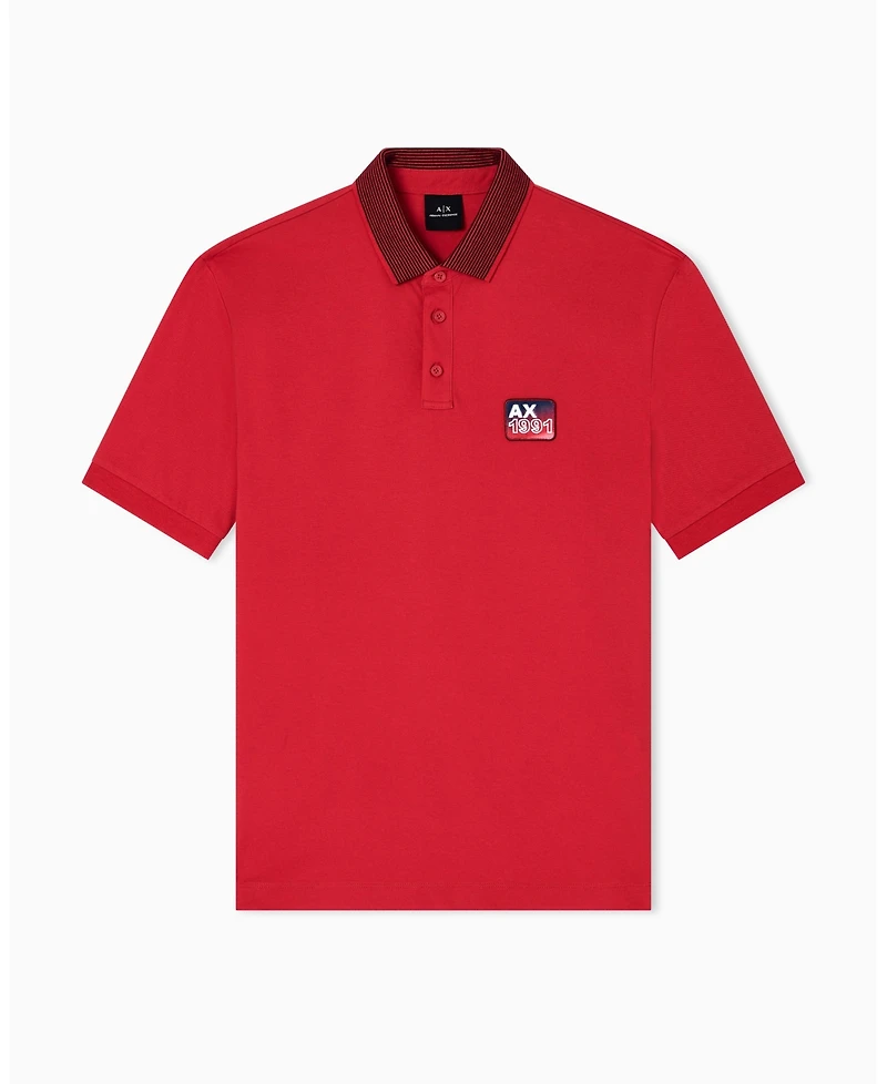 A|X Armani Exchange Men's Graphic Pique Collar Tipping Polo Shirt