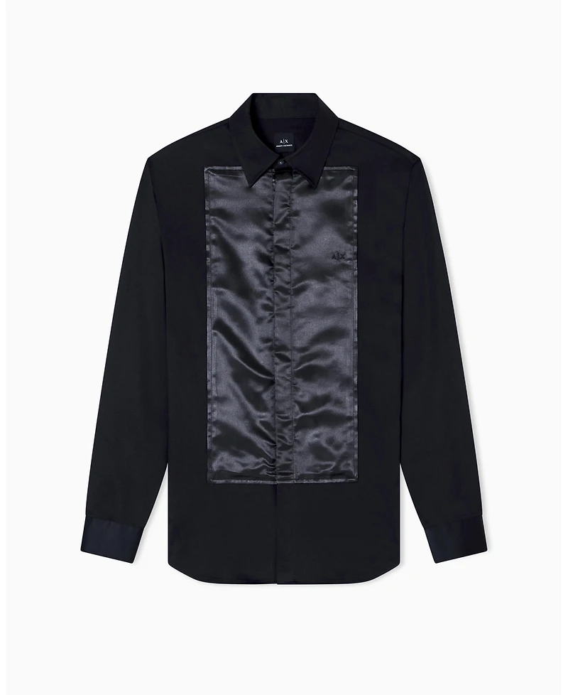 A|X Armani Exchange Men's Night Lab Satin Box Woven Shirt