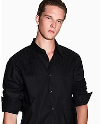 A|X Armani Exchange Men's Regular-Fit Cotton Jacquard Allover Logo Shirt