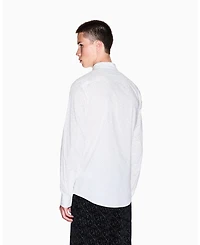 A|X Armani Exchange Men's Long Sleeve Poplin Allover Logo Woven Shirt