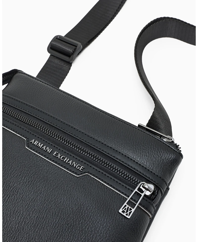 A|X Armani Exchange Men's Faux-Leather Flat Crossbody Bag
