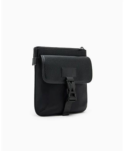 A|X Armani Exchange Men's Pebbled Faux-Leather Buckle Crossbody Bag