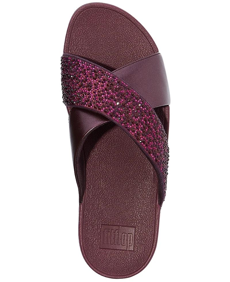 FitFlop Women's Lulu Embellished Metallic Crisscross Slide Sandals