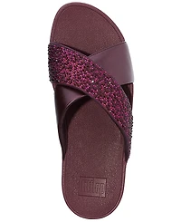 FitFlop Women's Lulu Embellished Metallic Crisscross Slide Sandals