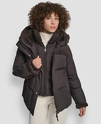 Dkny Women's Detailed Hooded Puffer Coat