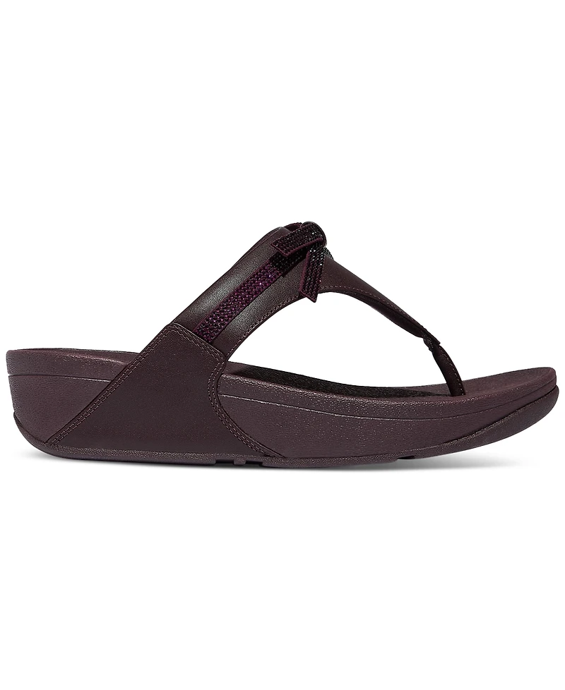 FitFlop Women's Lulu Glitz-Bow Leather Toe-Post Sandals
