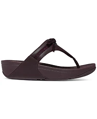 FitFlop Women's Lulu Glitz-Bow Leather Toe-Post Sandals