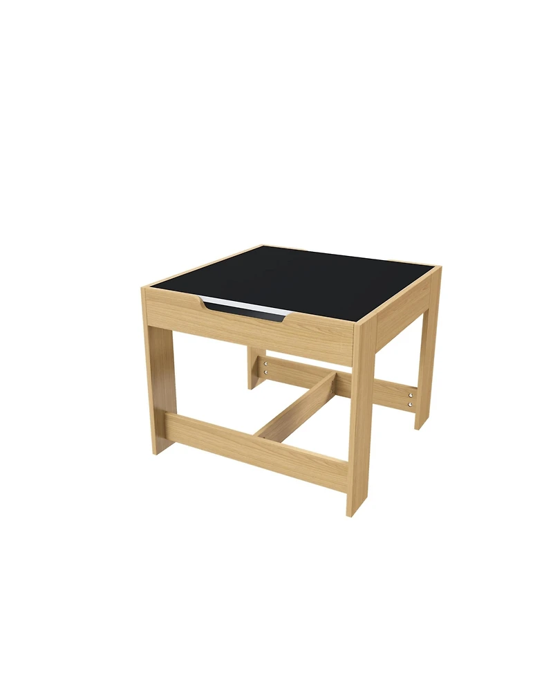 Jujabu Natural Wood 3-in-1 Kids Study Table and Chairs Set with Detachable Blackboard Top for Drawing