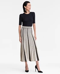 I.n.c. International Concepts Women's Metallic Contrast Pleated Sweater Skirt, Macy's Exclusive