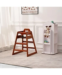 Jujabu Walnut Solid Wood Double Feeding Eat and Grow Portable High Easy to Clean Baby Booster Chair