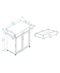 Casainc Kitchen Island Cart with Rubber Wood Top, Adjustable Shelves and Towel Rack