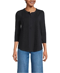 Lands' End Women's 3/4 Sleeve Lightweight Jersey Embellished Top
