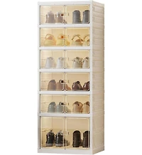 gaomon 6 Tiers Foldable Shoe Rack Organizer, 12 Shoes Dustproof Collapsible Shoe Organizer- Suitable for Clothes Blankets Shoes Books, Folding Shoe Ra