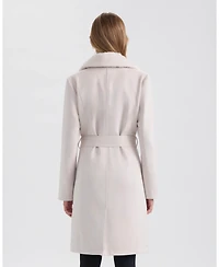 Ellen Tracy Women's Faux Suede Trench with Detachable Fur Collar
