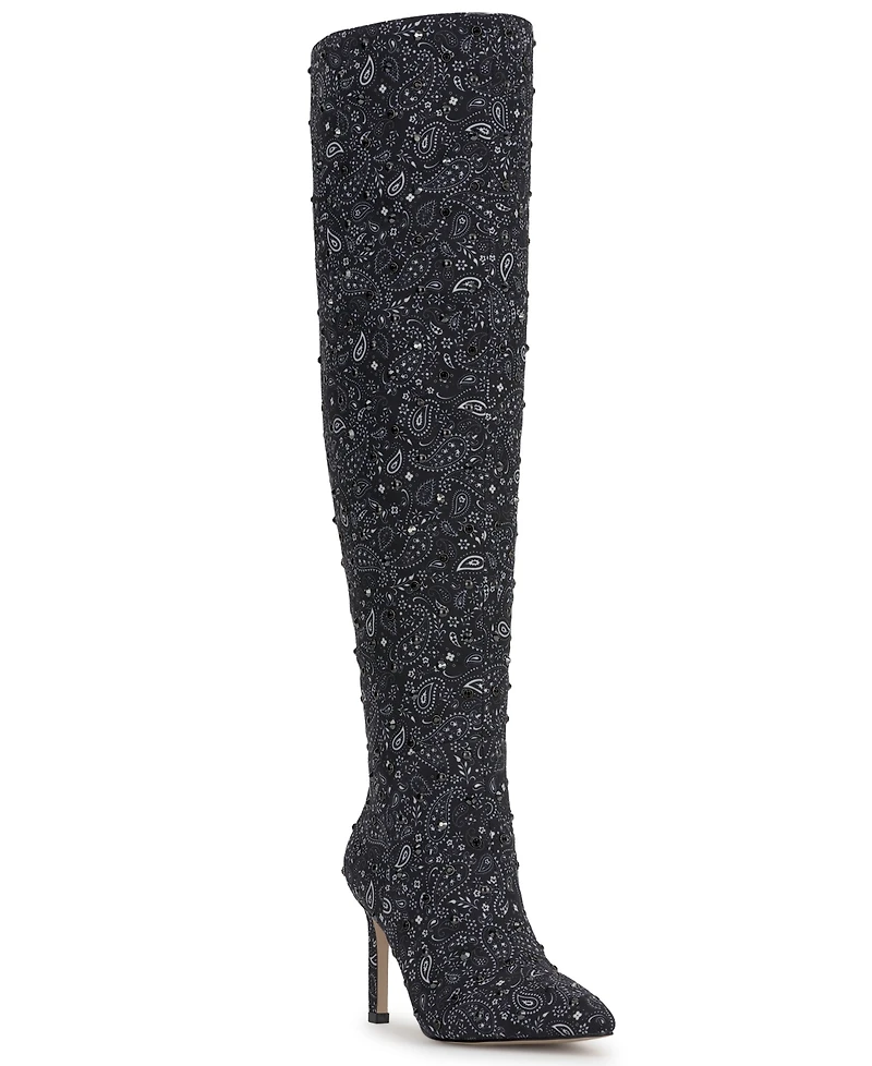 Jessica Simpson Women's Earon Bandana Over-The-Knee Wide Calf Dress Boots