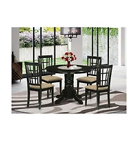 East West Furniture SHNI5-blk-c 5 Pc Dining room set - Dinette Table and 4 Dining Chairs