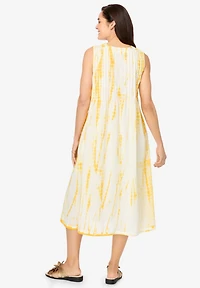 Woman Within Plus Size Sleeveless Pintuck Tie-Dye Dress