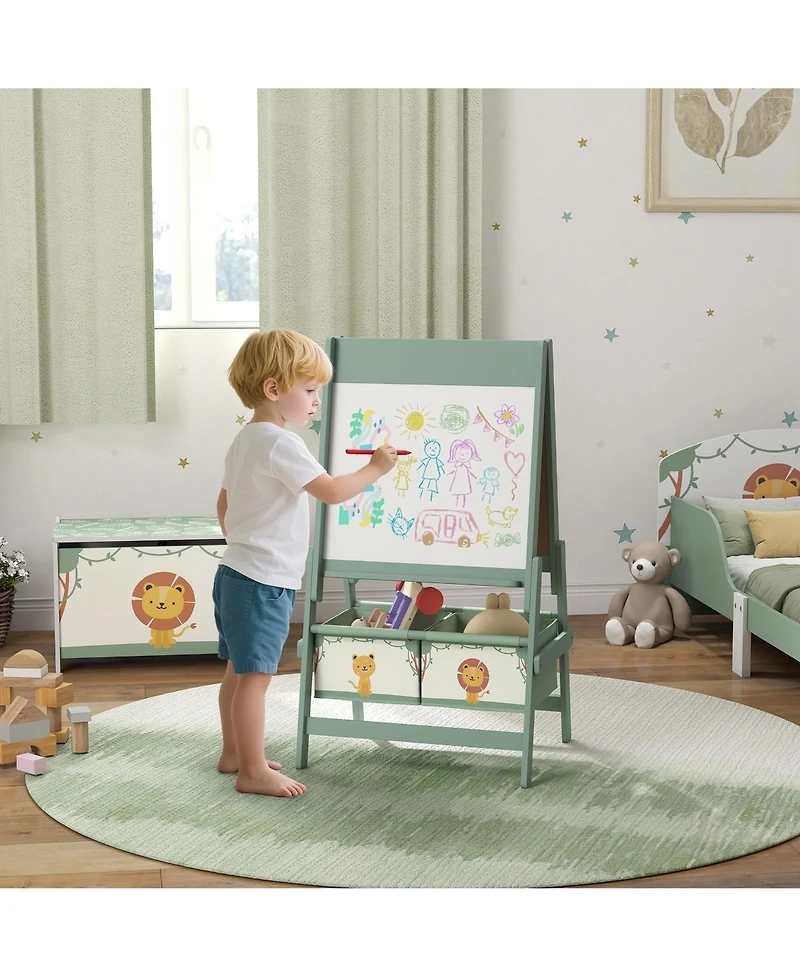 Qaba 3-in-1 Art Easel for Kids, Double-Sided Kids with Paper Roll,