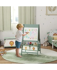 Qaba 3-in-1 Art Easel for Kids, Double-Sided Kids with Paper Roll,