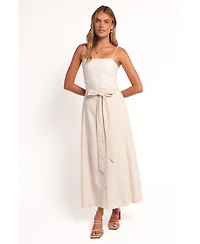 Petal and Pup Women's Xander Tie Waist Midi Skirt - Oatmeal
