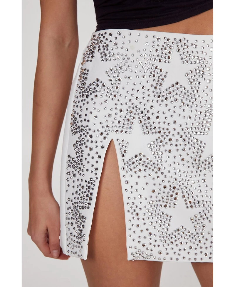 Nasty Gal Women's Star Diamante Detail Split Mini Skirt
