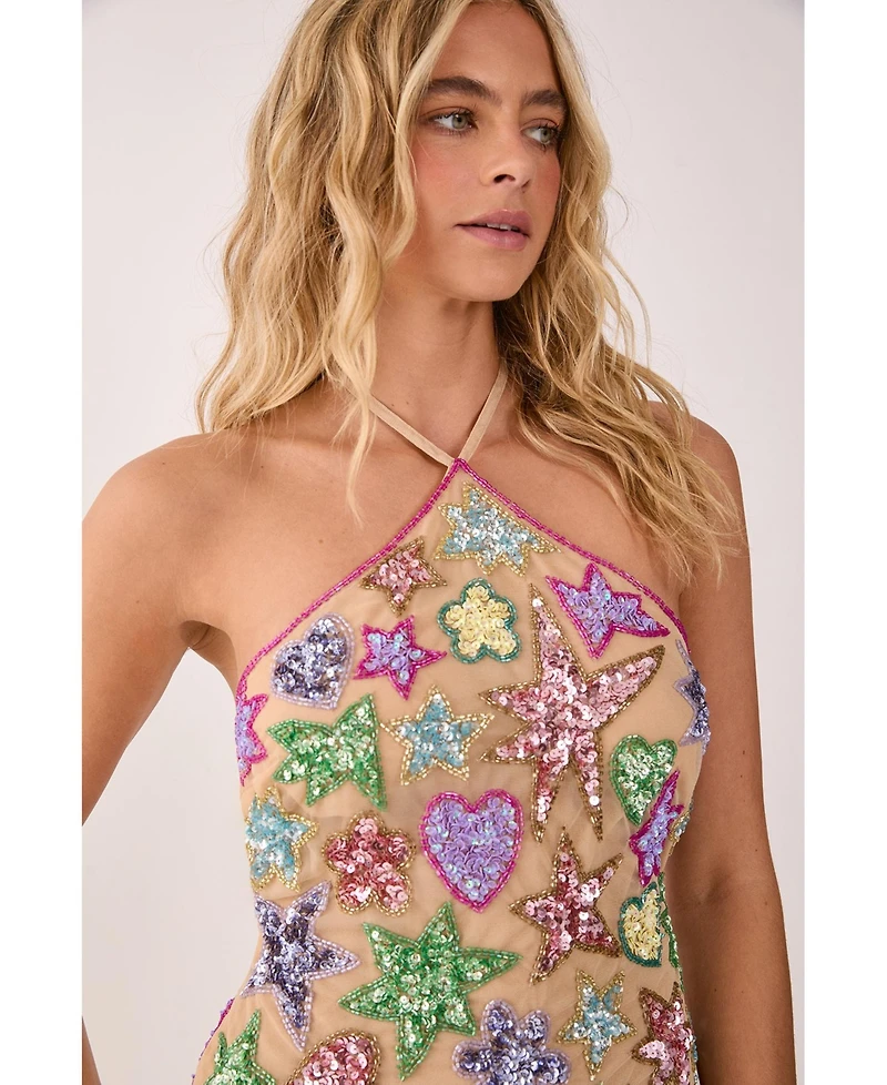 Nasty Gal Women's Embellished Halter Neck Mini Dress