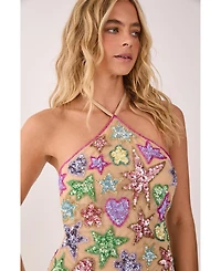 Nasty Gal Women's Embellished Halter Neck Mini Dress
