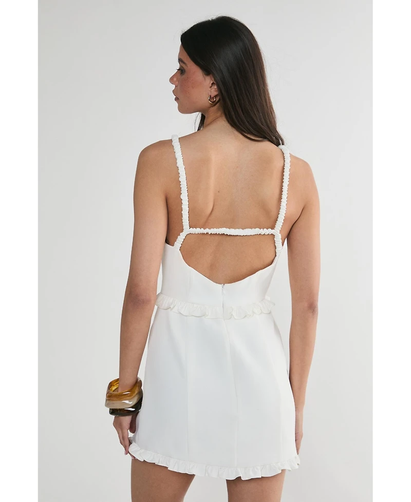 Nasty Gal Women's Ruched Strap Ruffle Tailored Mini Dress