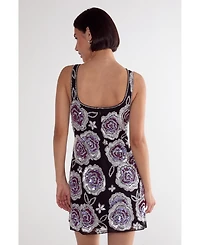 Nasty Gal Women's Beaded Flower Sequin Mini Dress