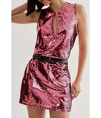 Nasty Gal Women's Sequin Plunge Keyhole Blouson Mini Dress