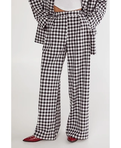 Nasty Gal Women's Gingham Tailored Wide Leg Pants