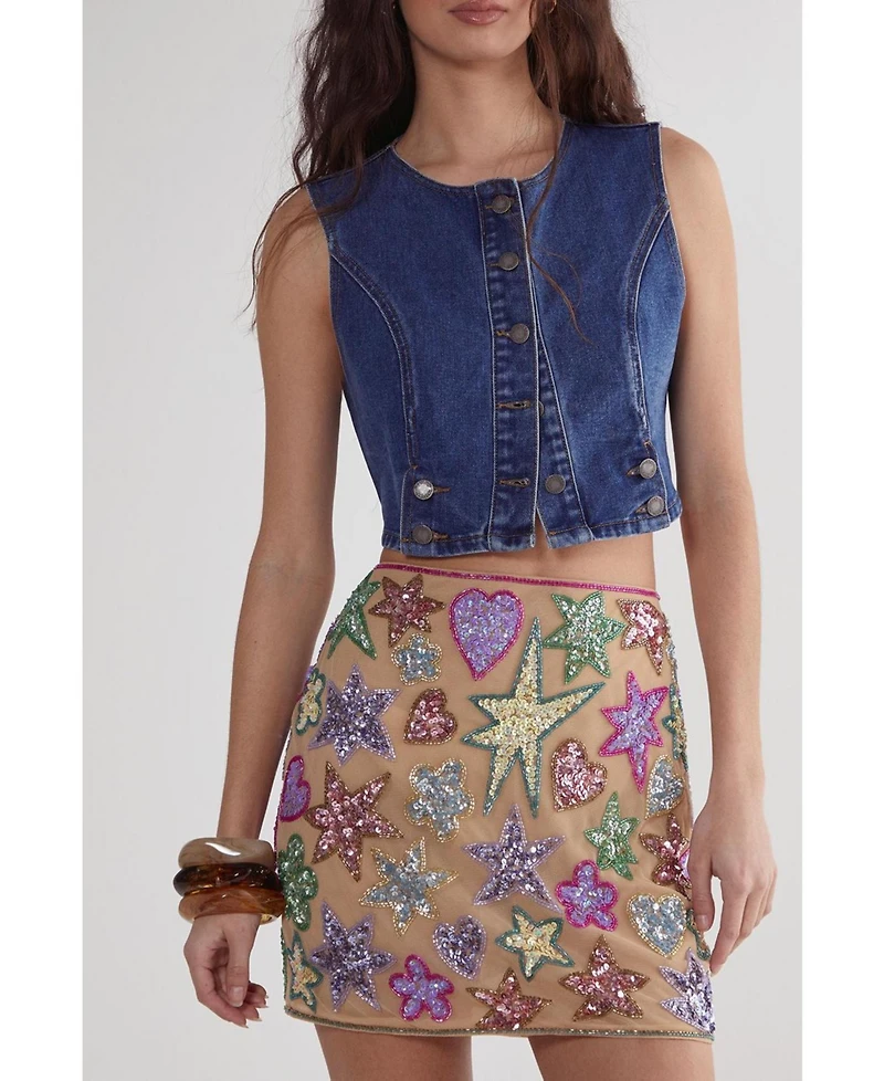 Nasty Gal Women's Hand Embellished Sequin Mini Skirt