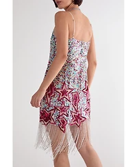 Nasty Gal Women's Star Embellished Tassel Hem Mini Dress
