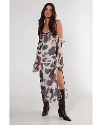 Nasty Gal Women's Cold Shoulder Bias Cut Split Maxi Dress