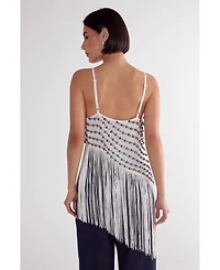 Nasty Gal Women's Studded Asymmetric Fringed Cami Top