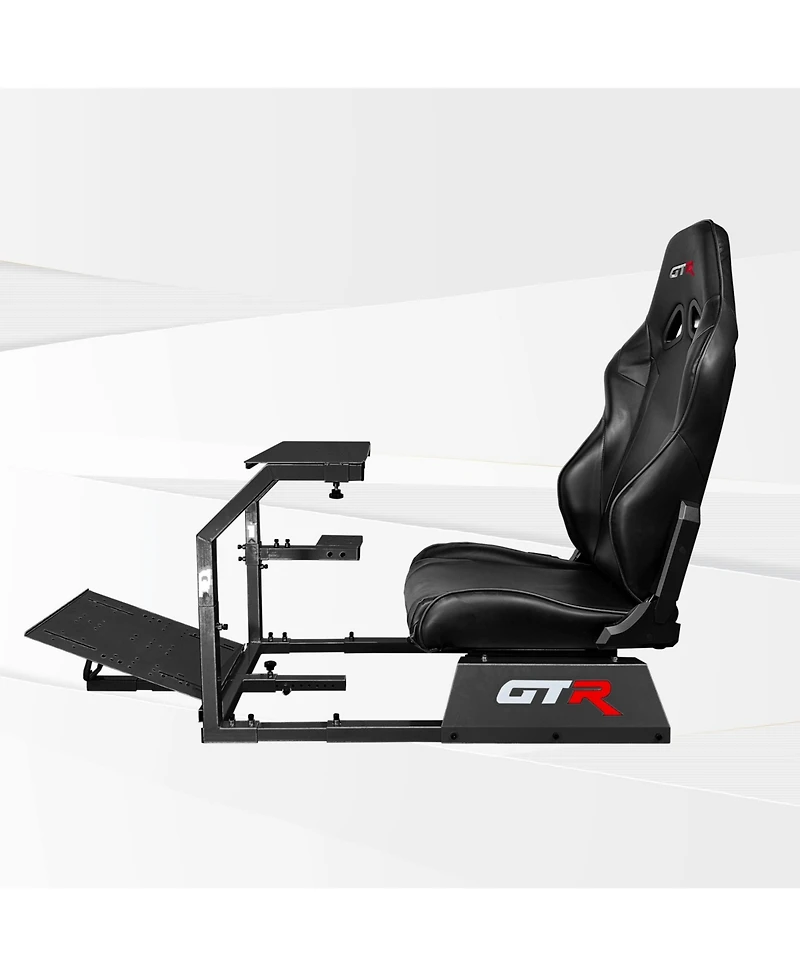 Gtr Simulator Gta Model Black Frame Adjustable Racing Seat Cockpit |Foldable Entry-Level Sim Rig with Steel & Mounts