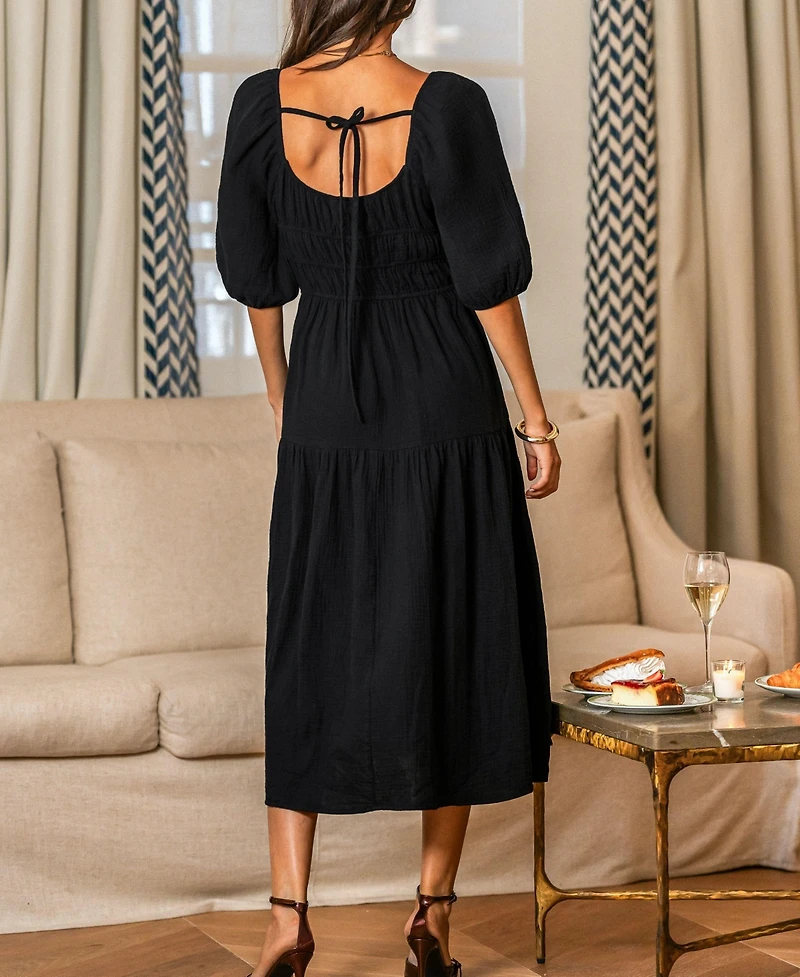 Cupshe Women's Honey & Haze Black Midi Beach Dress