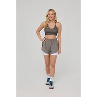 Oosc Women's Elite 2 1 Running Shorts - Khaki