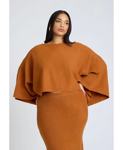 Eloquii Women's Plus Draped Cropped Sweater