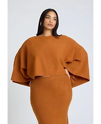 Eloquii Women's Plus Draped Cropped Sweater