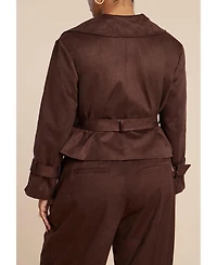 Eloquii Women's Plus Cropped Faux Suede Trench Jacket
