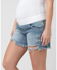 Ripe Maternity Pale Blue Distressed Denim Shorts for Maternity