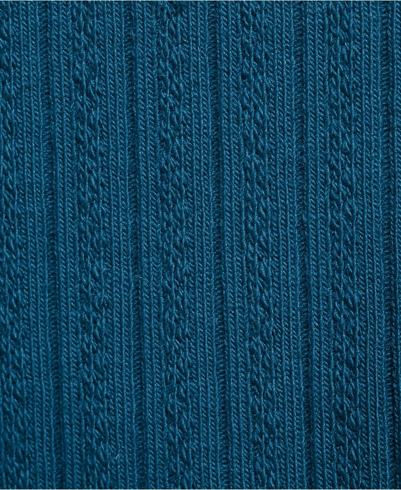 Lands' End Plus Long Sleeve Pointelle Rib Keyhole Polo Top