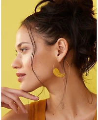 Ottoman Hands Gold Feather Pull Through Hoop Earrings