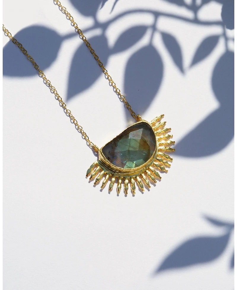 Ottoman Hands Sunrise Labradorite Pendant Necklace
