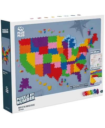 Plus-Plus Puzzle By Number Map of the United States Building Toy Set, 1400 Pieces