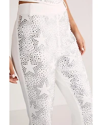 Nasty Gal Women's Star Diamante Tailored Flare Trousers